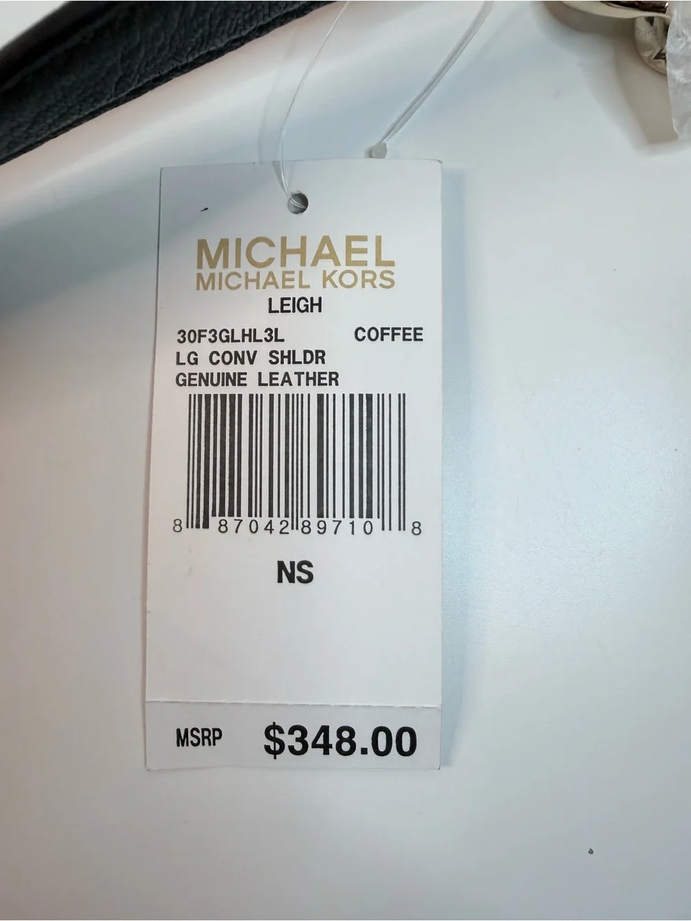 Michael Kors Dark Leigh Large Coffee Leather Convertible Shoulder Bag